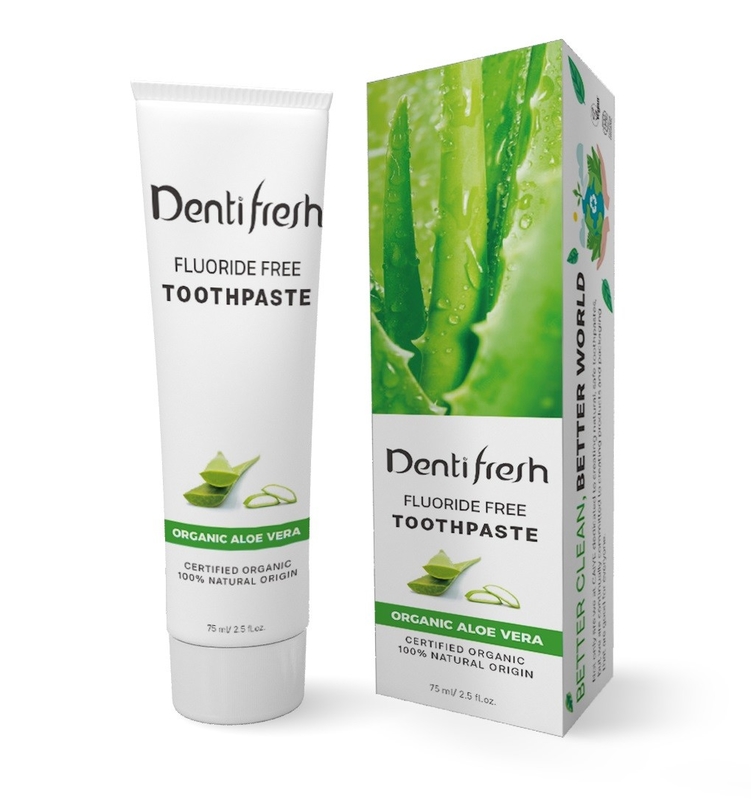 Baru kedatangan Dentifresh bersertifikat organik lidah buaya perawatan gigi soda kue pemutih gigi ekstrak tumbuhan alami toothpa