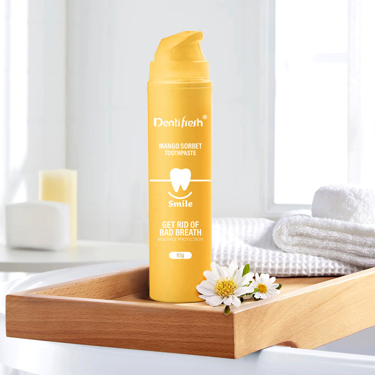 Non Irritant Organic Teeth Whitening natural pump bottle Pasta gigi Lemon Mango Rasa Strawberry