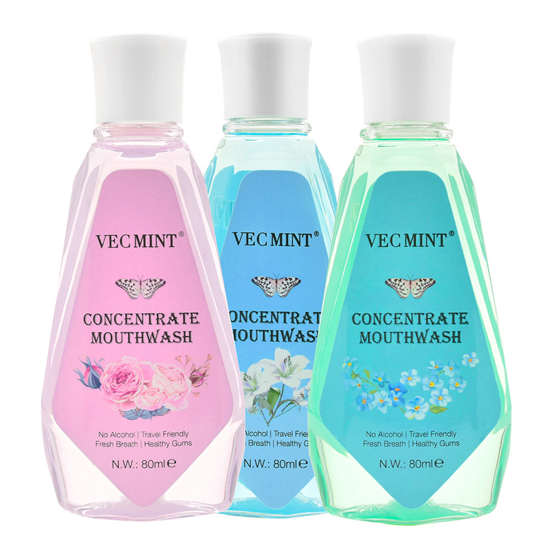 VECMINT Bebas Alkohol 80ml Rasa Bunga Antibakteri Konsentrasi Cuci Mulut Cuci Mulut Cuci Gigi Pembersih