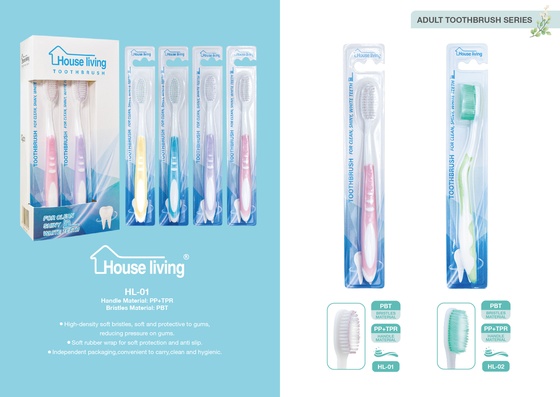 Grosir Custom Adult Travel Rumah Hotel Plastik Soft Bristle Rumah Penggunaan Sikat Gigi Dalam Blister Card