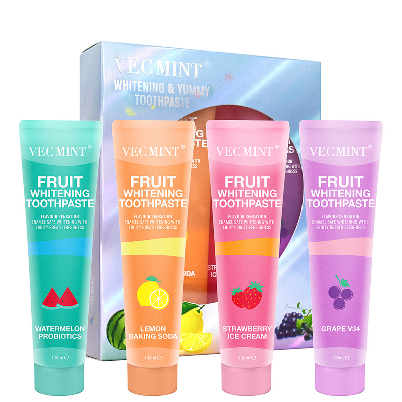 Vecmint 100ml Buah - Sertifikat Pasta Gigi Pemutih Beraroma - 4 Rasa Enak, Enamel - Pemutih Aman dan Kesegaran Buah