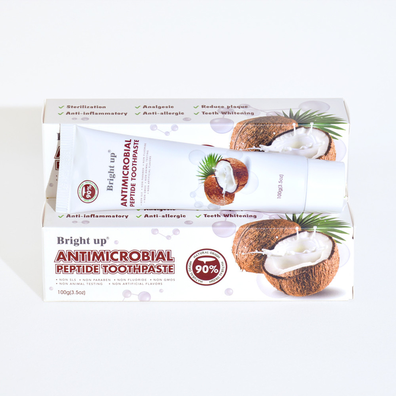 Kualitas tinggi Cerah ke atas Antimikroba Peptida pasta gigi, 100g (3.5oz) Per Tabung minyak kelapa grosir