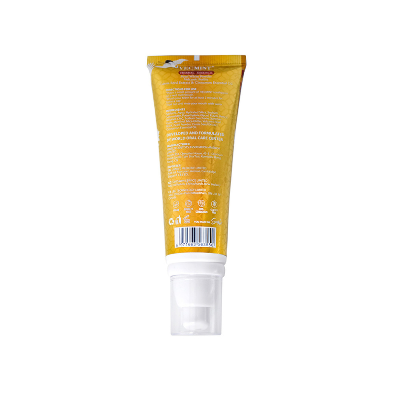 VECMINT Herbal Essence Toothpaste - Pearl White Powder, Ekstrak Akar Koptis & Camellia Sinensis Leaf 100 ml