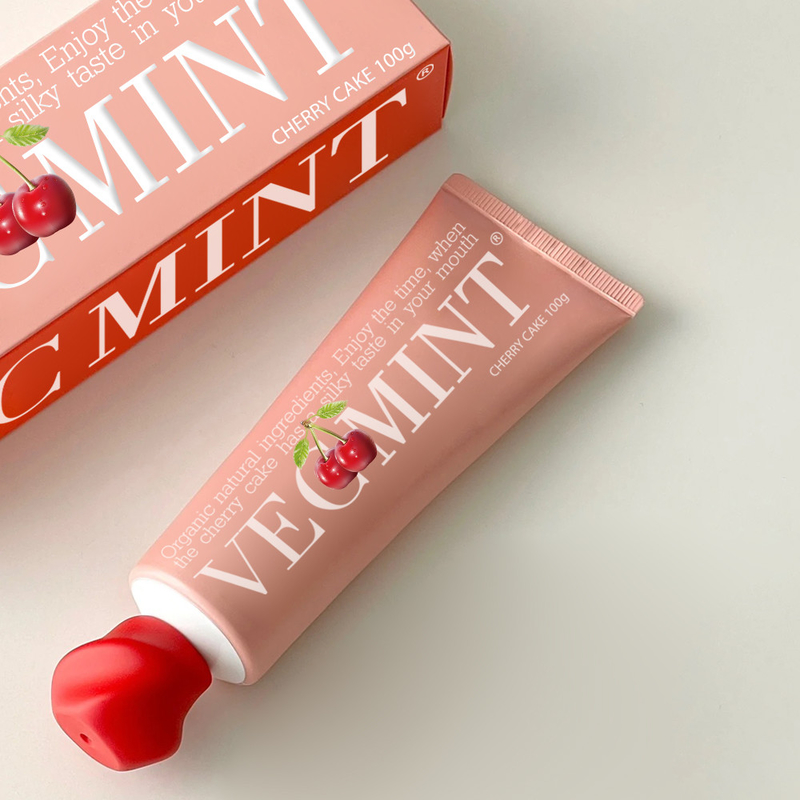 VECMINT Cherry Cake Pasta Gigi Beraroma - Dengan Bahan Alami Organik, Pengalaman Oral Susu yang Enak