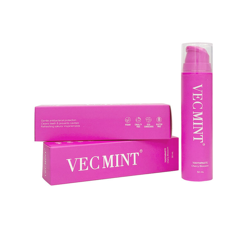 VECMINT Cherry Blossom pasta gigi 50mL - Pump Bottle Design Paste perawatan mulut bebas fluoride untuk gigi yang lembut Bersih & segar