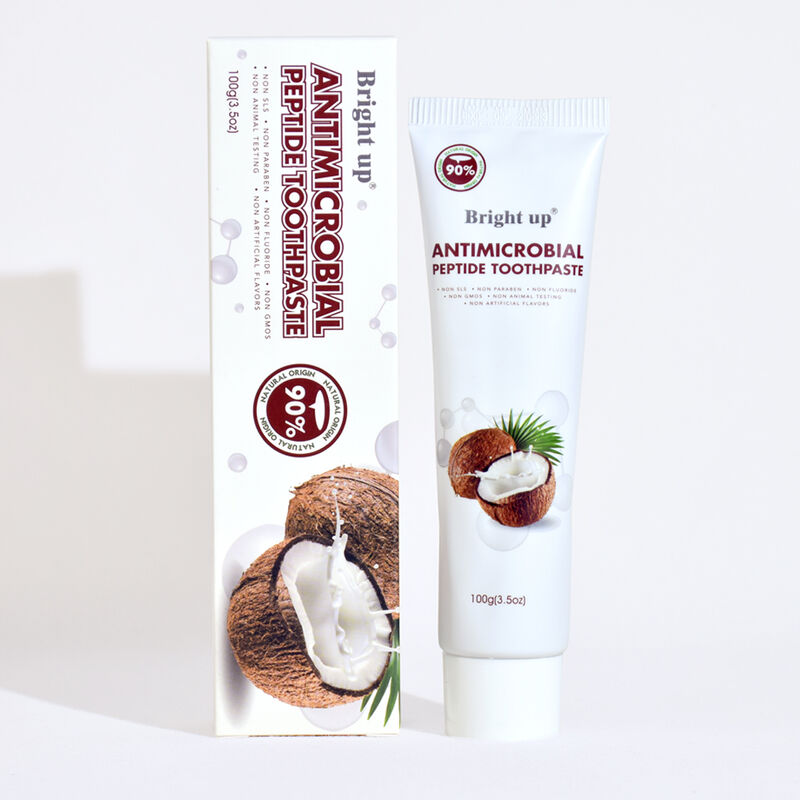 Pasta Gigi Peptida Antimikroba Bright up 100g Rasa Kelapa 90% Bahan Alami Tanpa Aditif Berbahaya Grosir Produk Perawatan Mulut