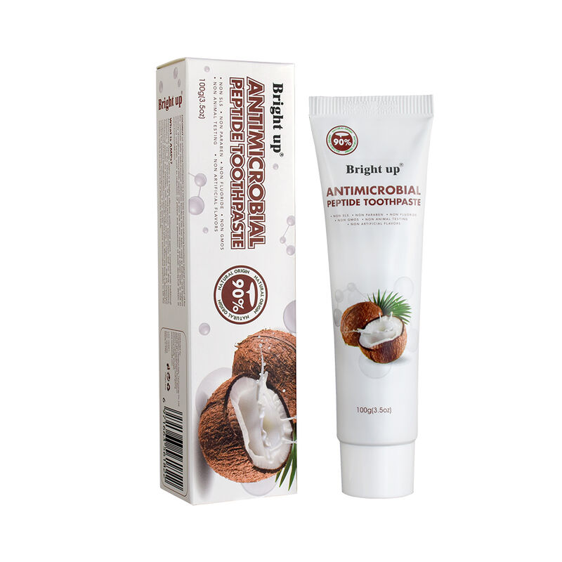 Pasta Gigi Peptida Antimikroba Bright up 100g Rasa Kelapa 90% Bahan Alami Tanpa Aditif Berbahaya Grosir Produk Perawatan Mulut
