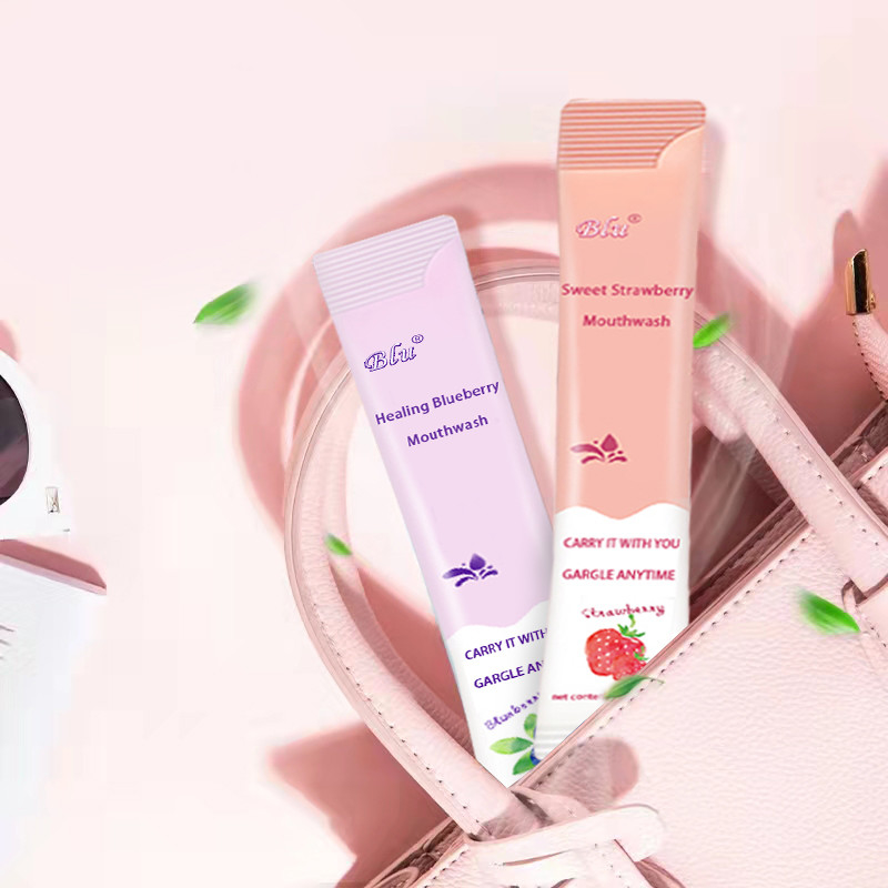 Cairan Pencuci Mulut Bebas Alkohol Rasa Mint Dengan Tas Sachet 10ml Label Pribadi